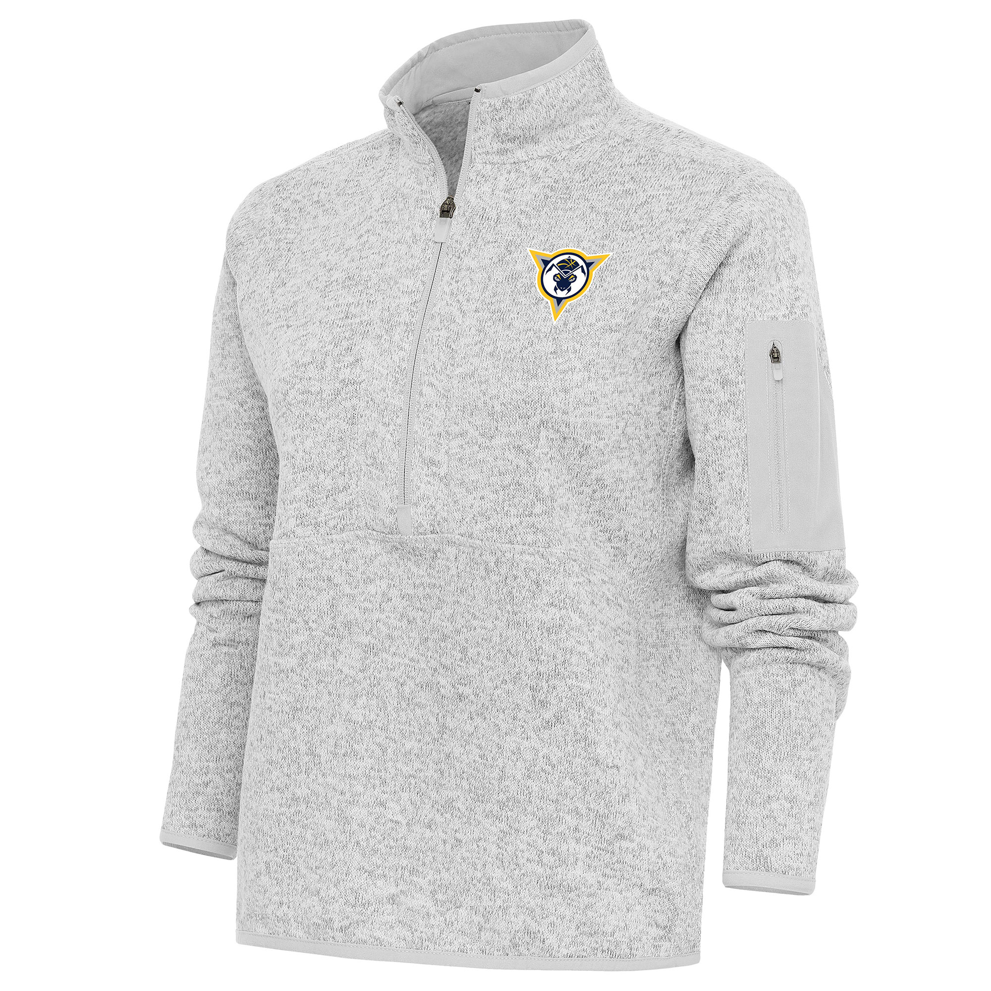 Women's Antigua Heather Gray Fort Wayne Mad Ants Fortune Half-Zip Pullover Jacket