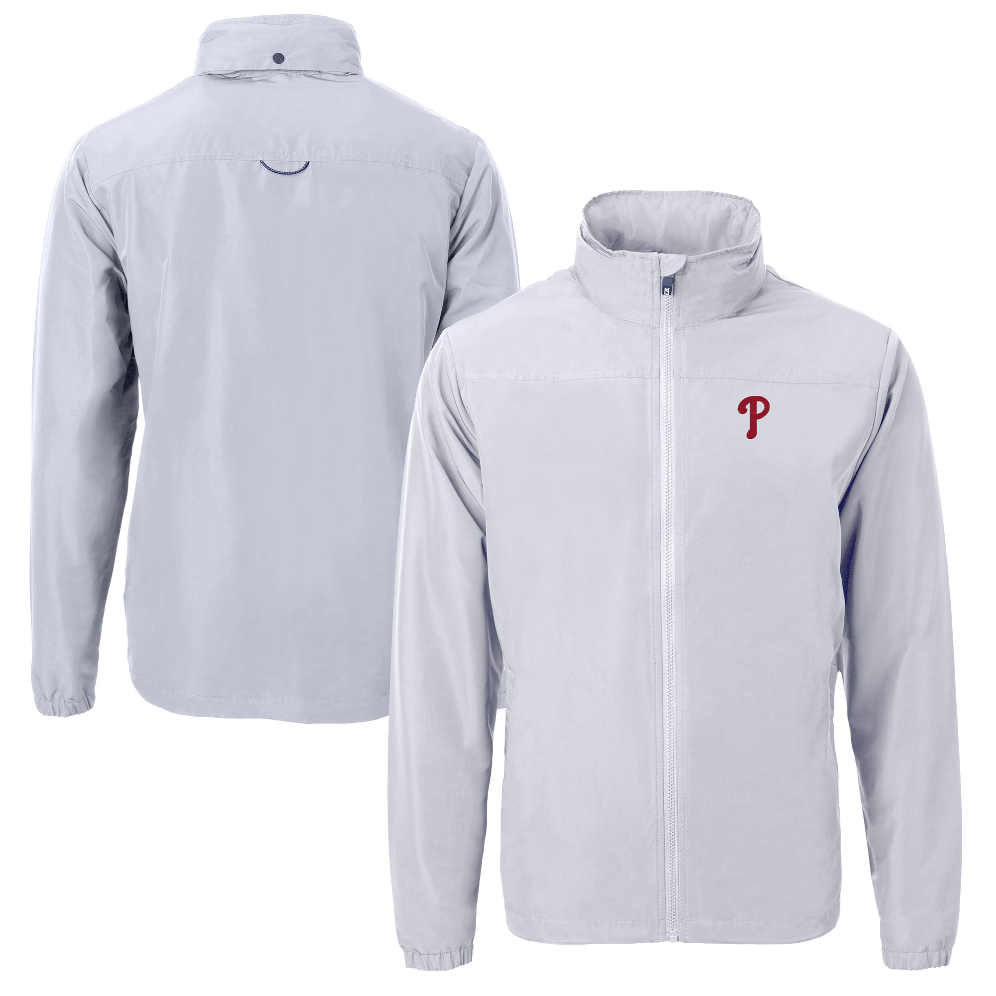 Men's Cutter & Buck Gray Philadelphia Phillies Big & Tall Charter Eco Recycled Full-Zip Jacket