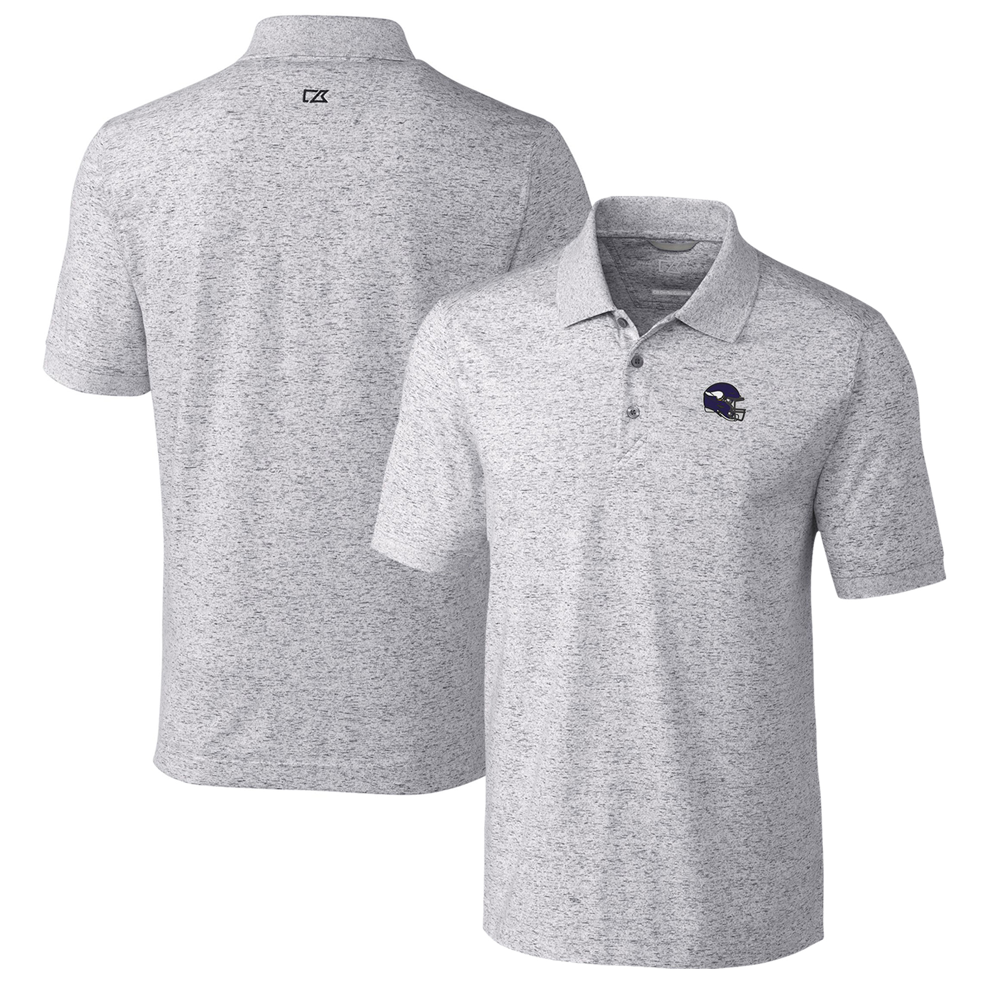 Men's Cutter & Buck Gray Minnesota Vikings Helmet Advantage Space Dye Tri-Blend Polo - Image 2