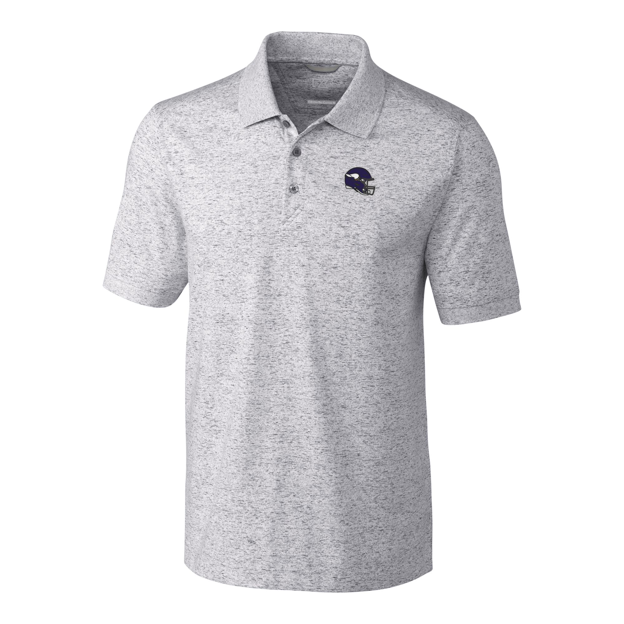 Men's Cutter & Buck Gray Minnesota Vikings Helmet Advantage Space Dye Tri-Blend Polo - Image 3