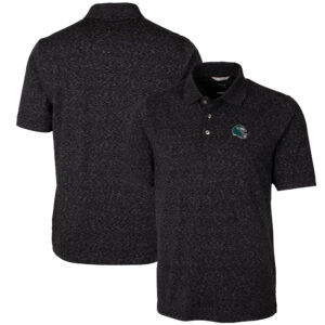 Men's Cutter & Buck  Black Philadelphia Eagles Helmet Advantage Space Dye Tri-Blend Polo