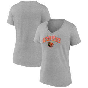 Women's Gray Oregon State Beavers Campus V-Neck T-Shirt