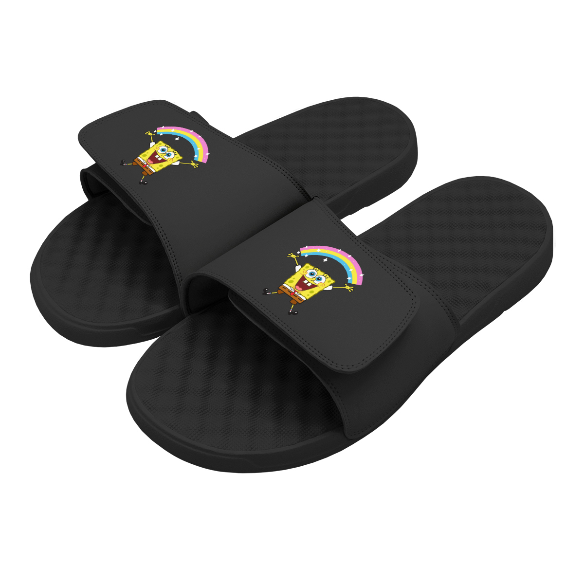 Men's ISlide Black SpongeBob SquarePants Rainbow Slide Sandals
