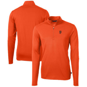 Men's Cutter & Buck  Orange San Francisco Giants Virtue Eco Pique Recycled Quarter-Zip Pullover Top