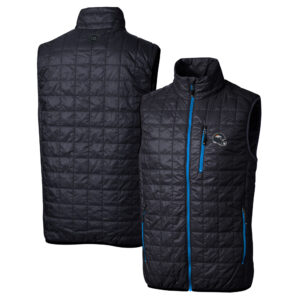 Men's Cutter & Buck  Navy Denver Broncos Helmet Rainier PrimaLoft Eco Insulated Full-Zip Puffer Vest