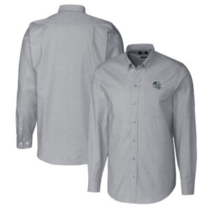 Men's Cutter & Buck  Charcoal Carolina Panthers Helmet Stretch Oxford Long Sleeve Button-Down Shirt