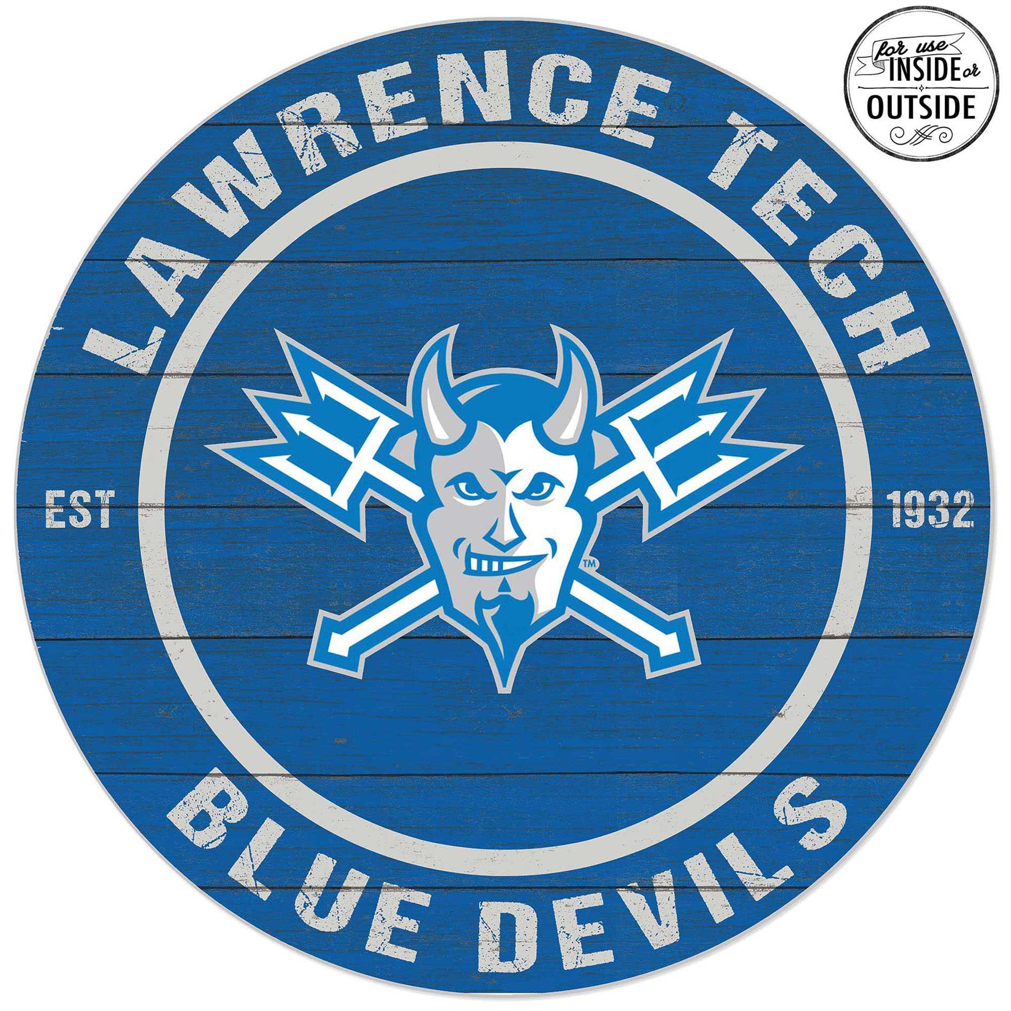 Lawrence Technological University Blue Devils 20'' x 20'' Indoor/Outdoor Weathered Circle Sign - Image 2
