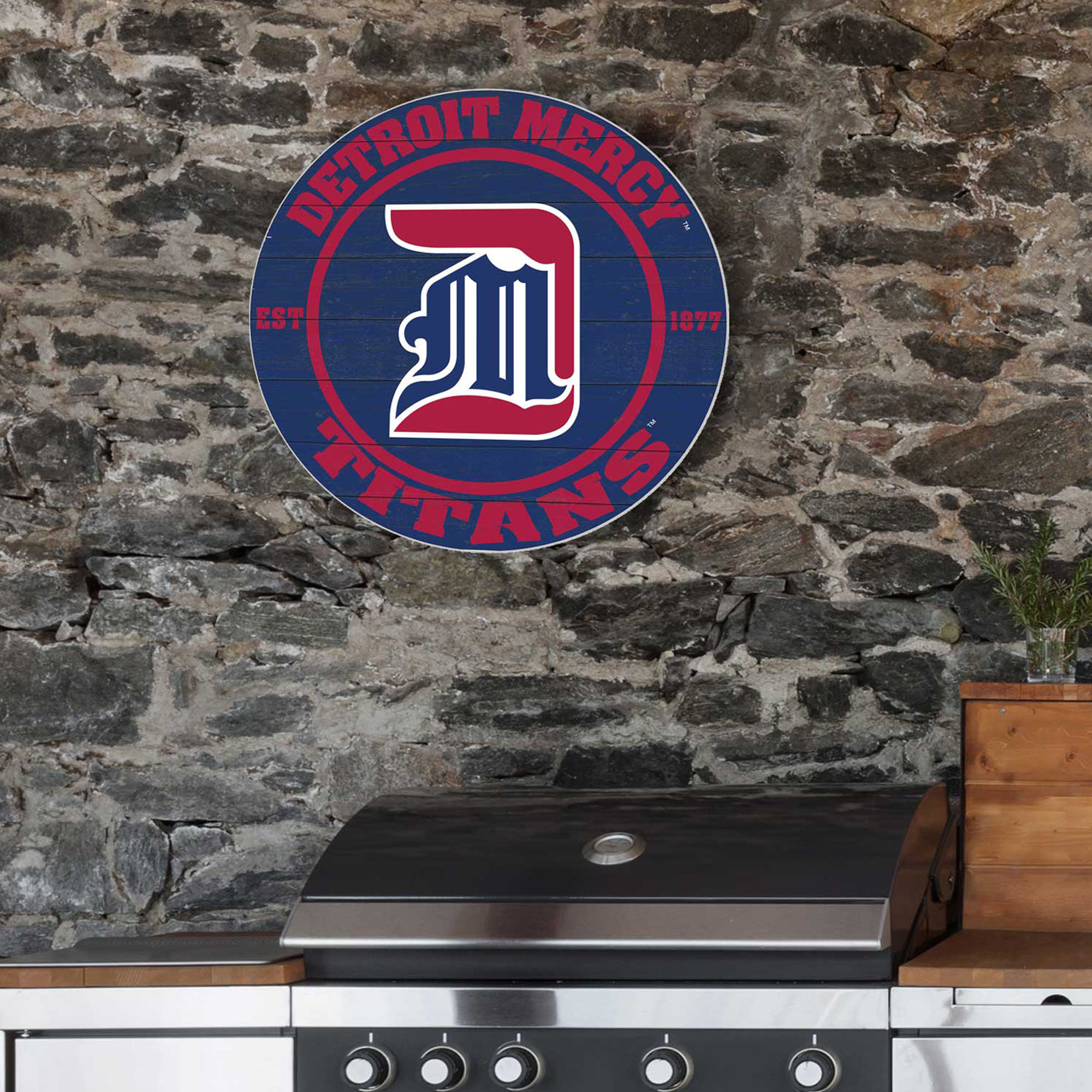 Detroit Mercy Titans 20'' x 20'' Indoor/Outdoor Weathered Circle Sign - Image 3