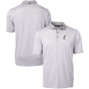 Men's Cutter & Buck  Gray/White Cincinnati Bearcats Big & Tall Virtue Eco Pique Micro Stripe Recycled Polo