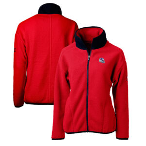 Women's Cutter & Buck  Red Buffalo Bills Helmet Logo Cascade Eco Sherpa Full-Zip Fleece Jacket