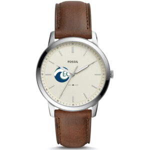Men's Fossil  Silver Eckerd Tritons The Minimalist Brown Leather Watch