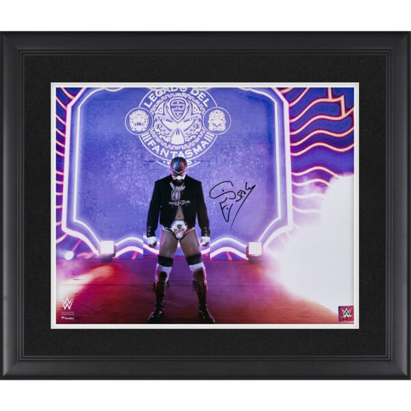 Santos Escobar WWE Autographed Framed 16" x 20" Entrance Wearing Mask Photograph