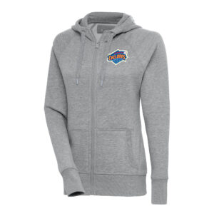 Women's Antigua  Heather Gray Brooklyn Cyclones Victory Full-Zip Hoodie