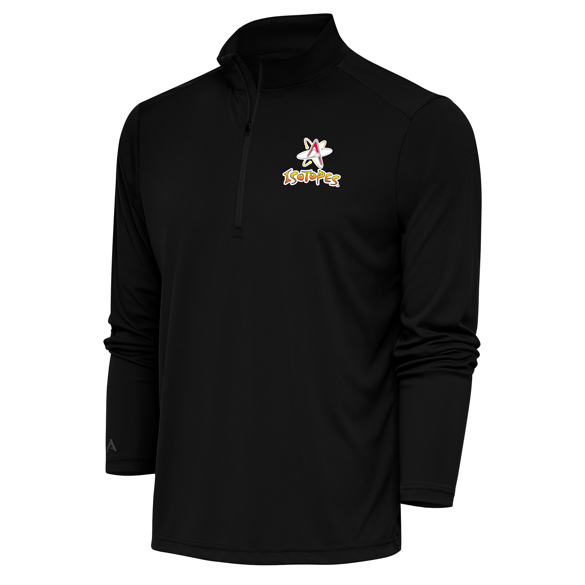 Men's Antigua Black Albuquerque Isotopes Tribute Quarter-Zip Pullover Top