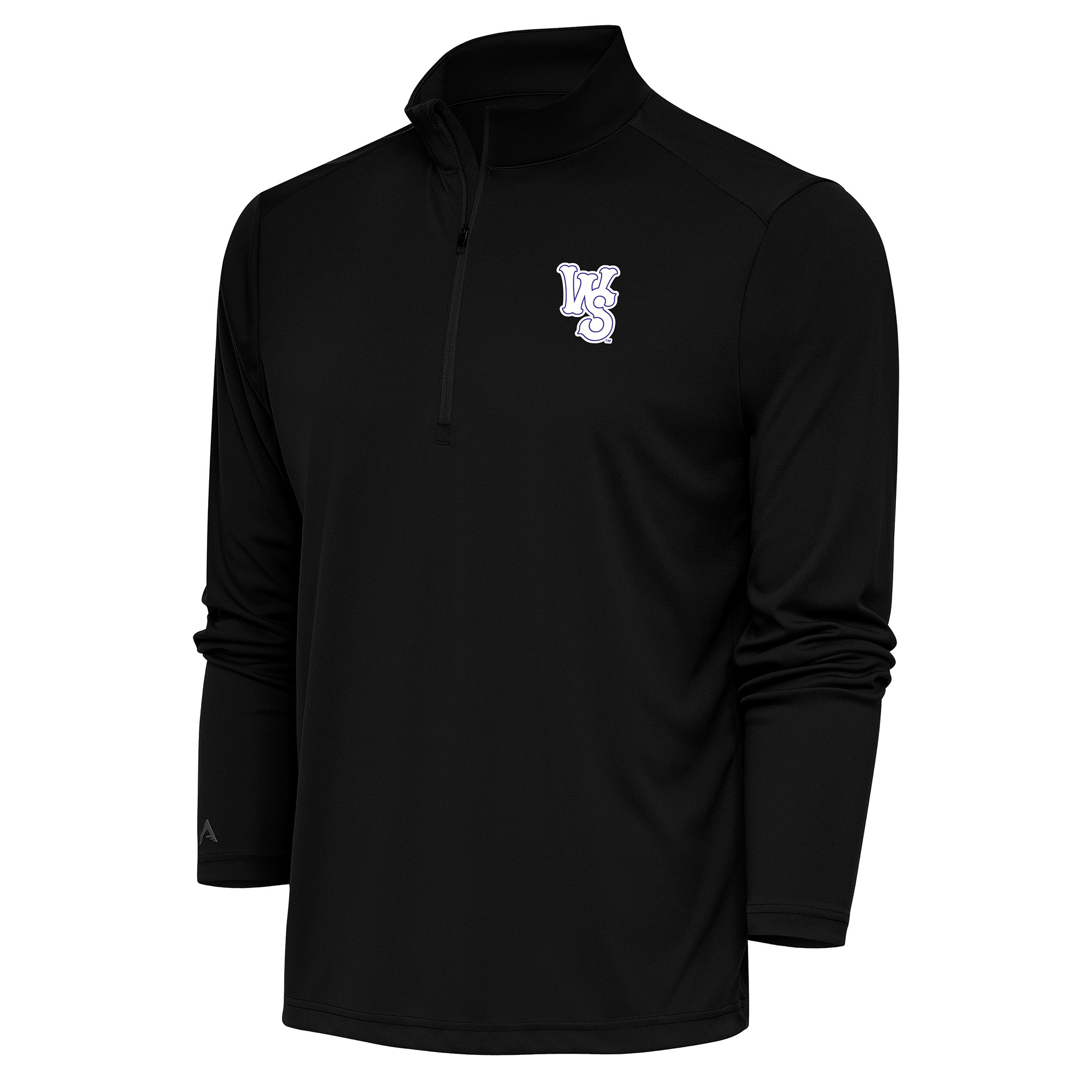 Men's Antigua Black Winston-Salem Dash Tribute Quarter-Zip Pullover Top
