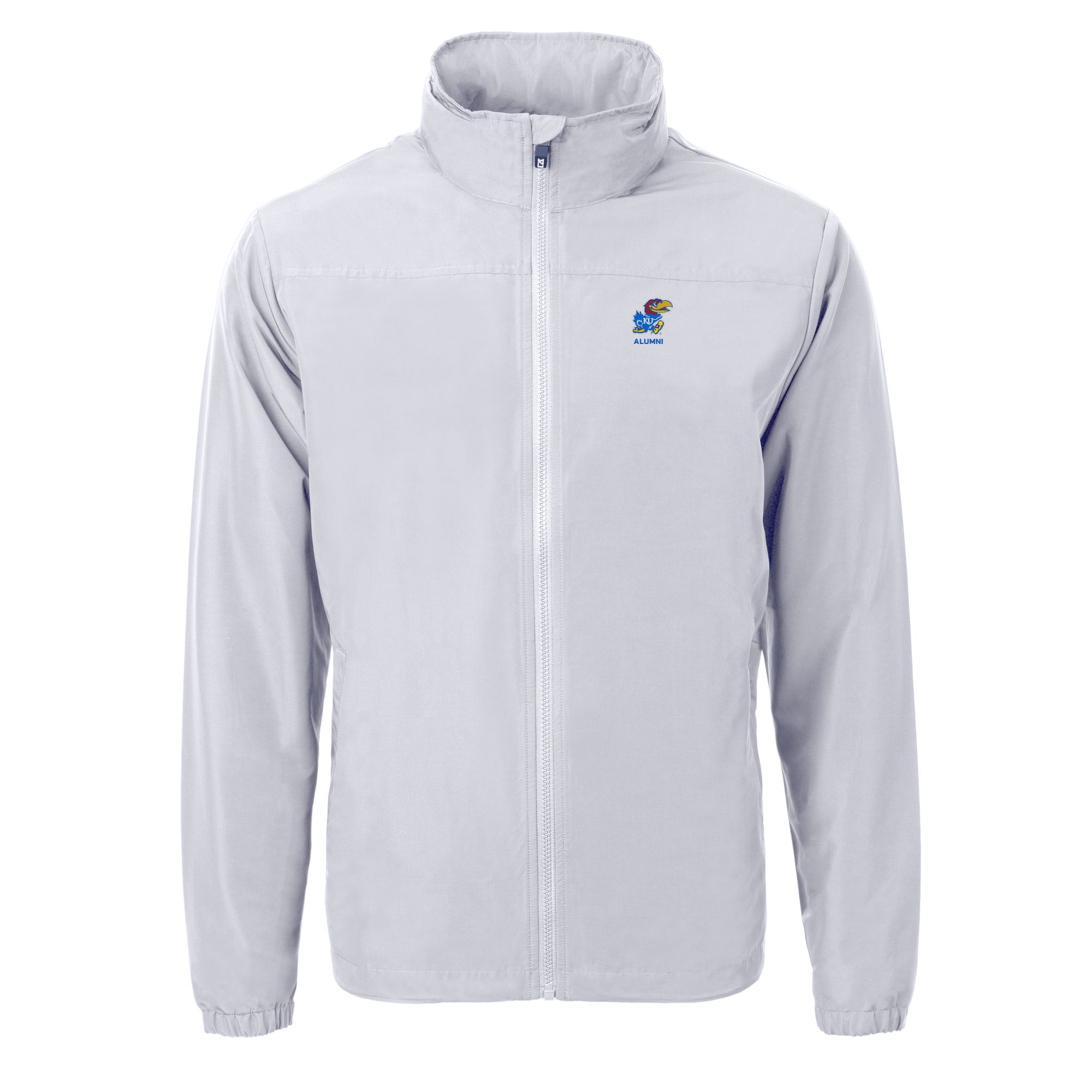 Men's Cutter & Buck Gray Kansas Jayhawks Alumni Logo Charter Eco Knit Recycled Full-Zip Jacket - Image 3