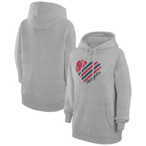 Women's G-III 4Her by Carl Banks  Heather Gray Los Angeles Angels Heart Fleece Pullover Hoodie