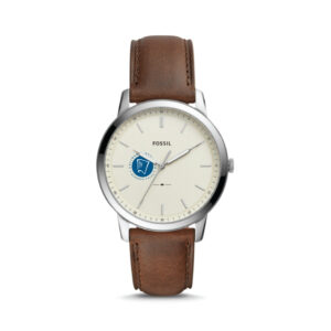 Men's Fossil  Silver Niagara Falls Culinary Institute The Minimalist Brown Leather Watch