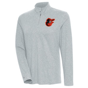Women's Antigua  Heather Gray Baltimore Orioles Confront Quarter-Zip Pullover Top