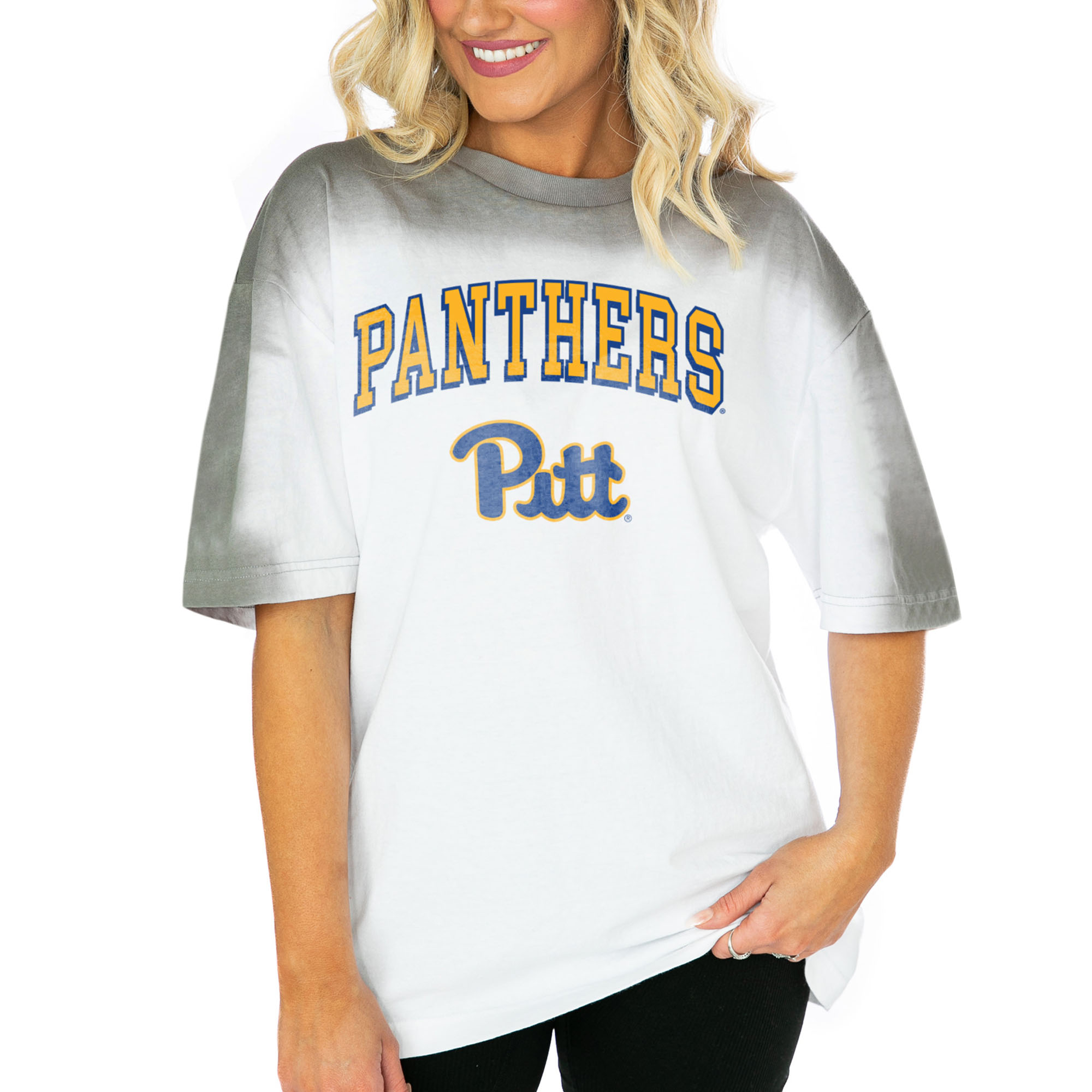 Women's Gameday Couture White Pitt Panthers Interception Oversized T-Shirt