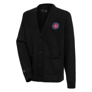 Men's Antigua  Black Chicago Cubs Button-Up Cardigan
