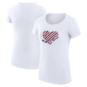 Women's G-III 4Her by Carl Banks White Detroit Red Wings Heart Fitted T-Shirt