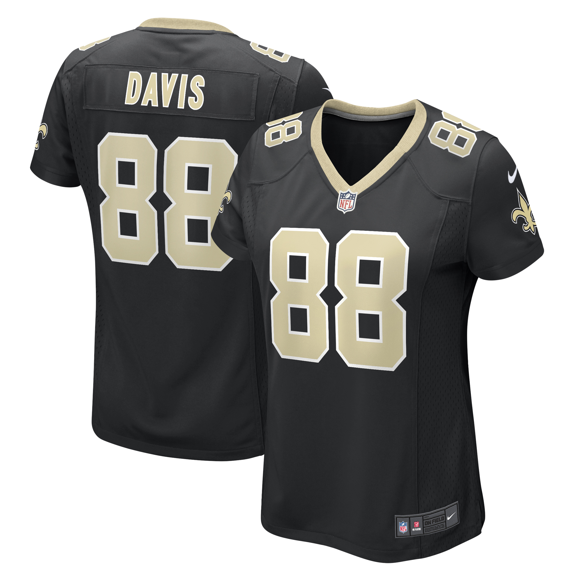 Women's Nike Shaquan Davis Black New Orleans Saints Game Jersey