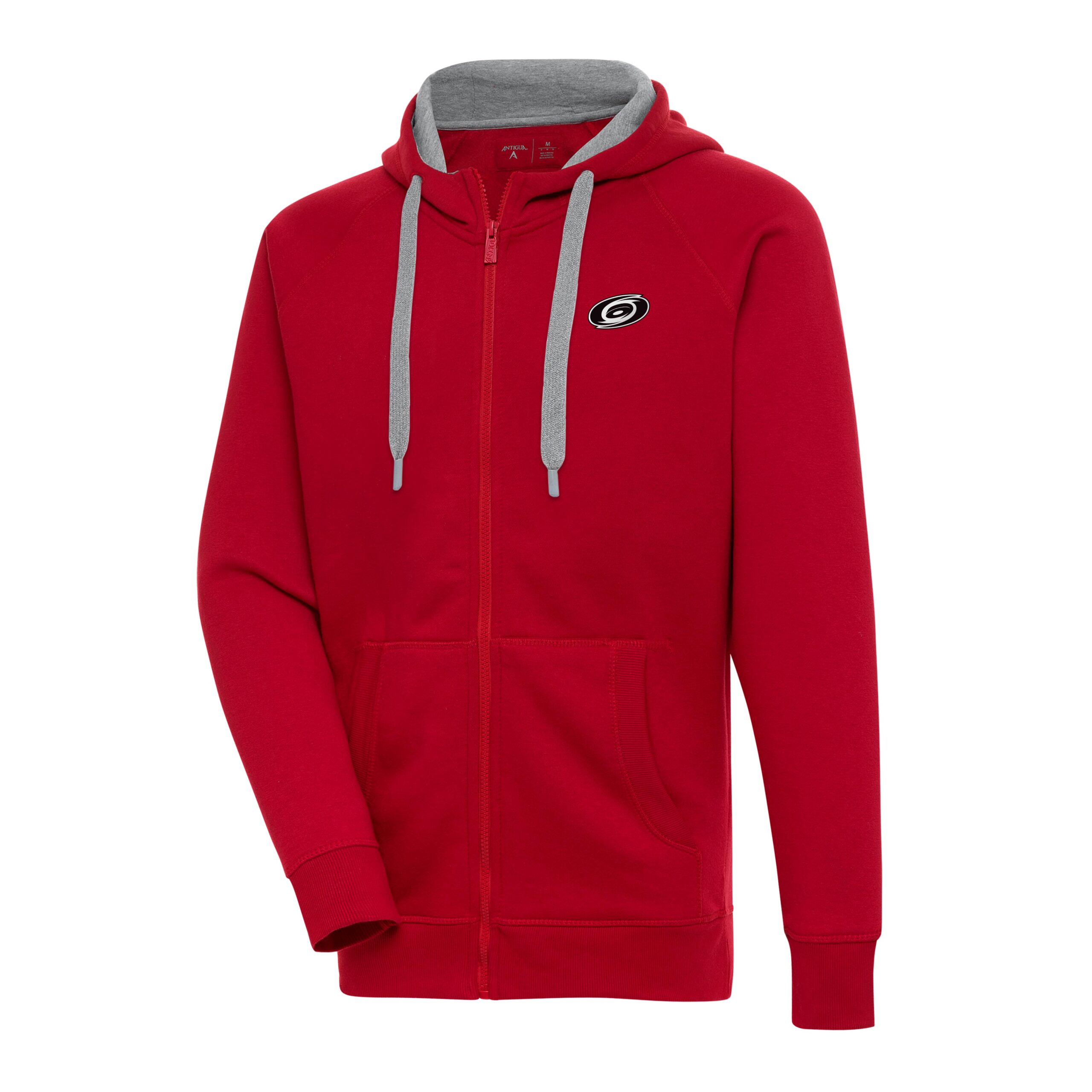 Men's Antigua Red Carolina Hurricanes Metallic Logo Victory Full-Zip Hoodie