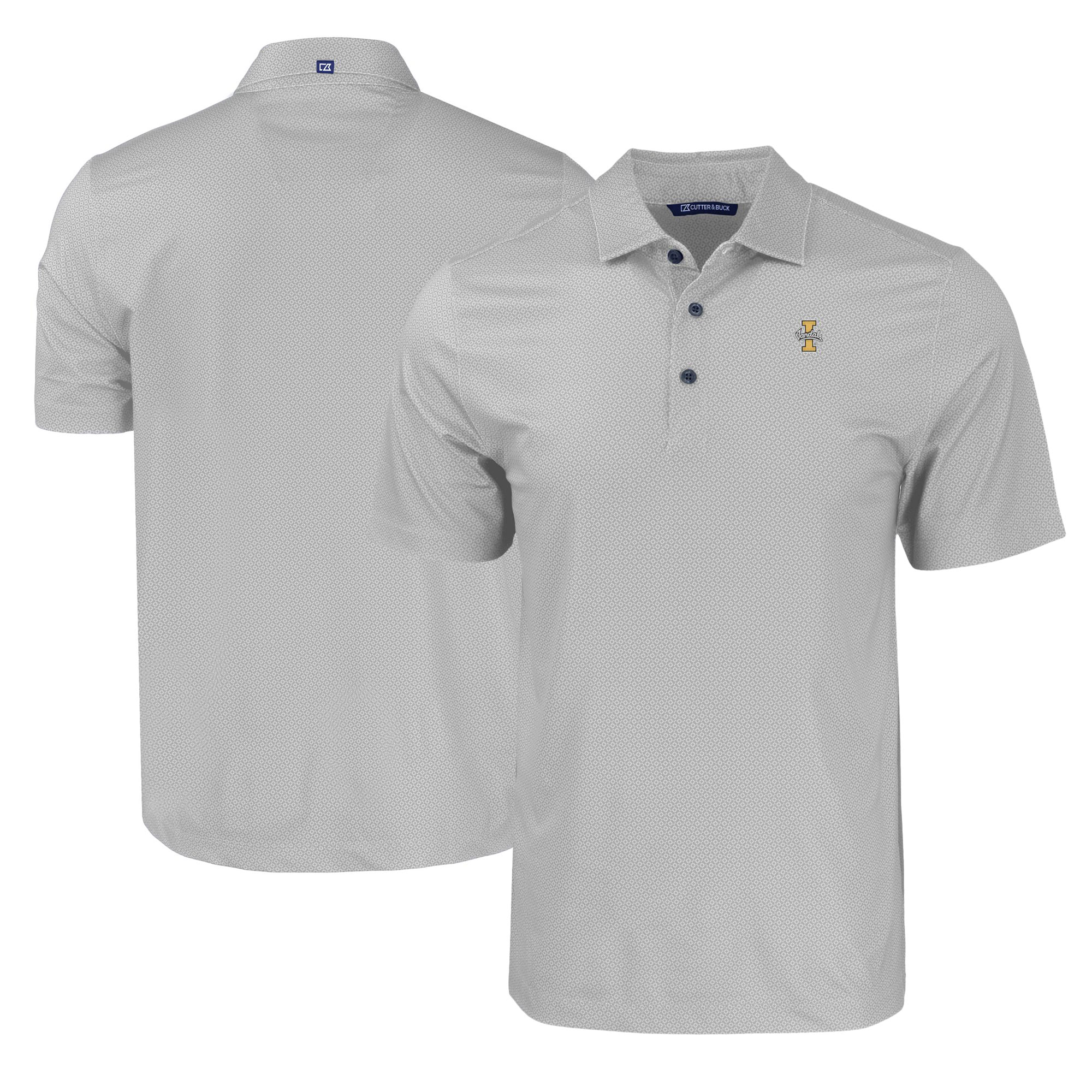 Men's Cutter & Buck Gray Idaho Vandals Pike Eco Tonal Geo Print Stretch Recycled Polo