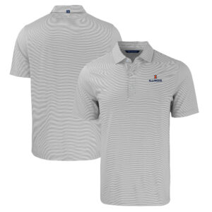Men's Cutter & Buck  Gray/White Illinois Fighting Illini Big & Tall Forge Eco Double Stripe Stretch Recycled Polo
