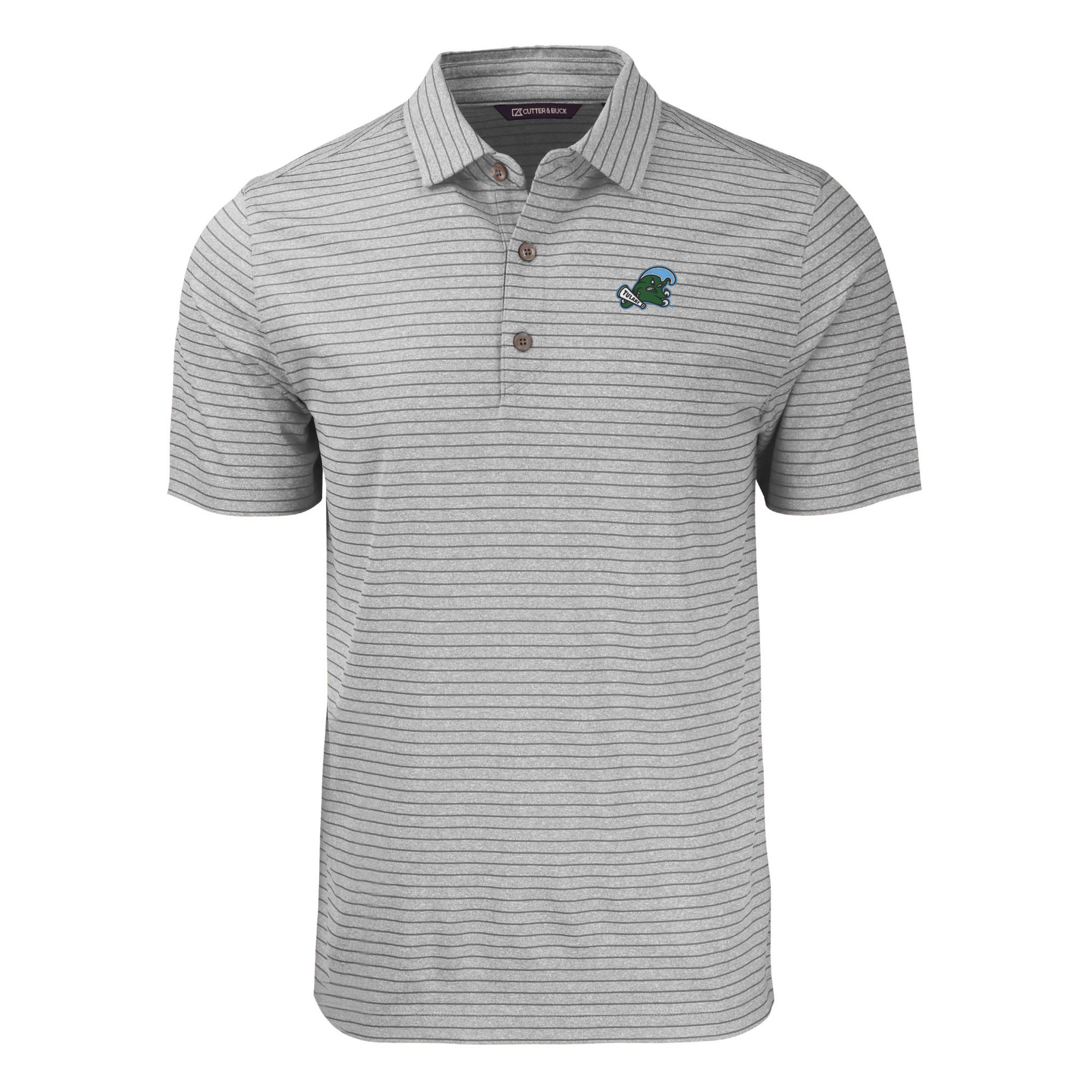 Men's Cutter & Buck Heather Gray Tulane Green Wave Big & Tall Forge Eco Heather Stripe Stretch Recycled Polo - Image 6
