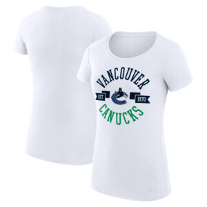 Women's G-III 4Her by Carl Banks White Vancouver Canucks City Graphic Sport Fitted Crewneck T-Shirt