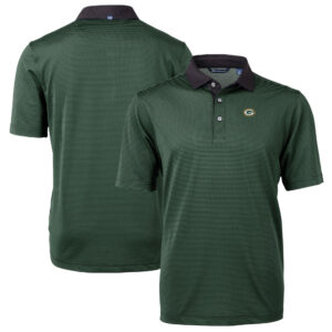 Men's Cutter & Buck Green/Black Green Bay Packers Virtue Eco Pique Micro Stripe Recycled Polo