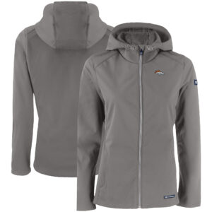 Women's Cutter & Buck Gray Denver Broncos Evoke Eco Softshell Recycled Full-Zip Hooded Jacket