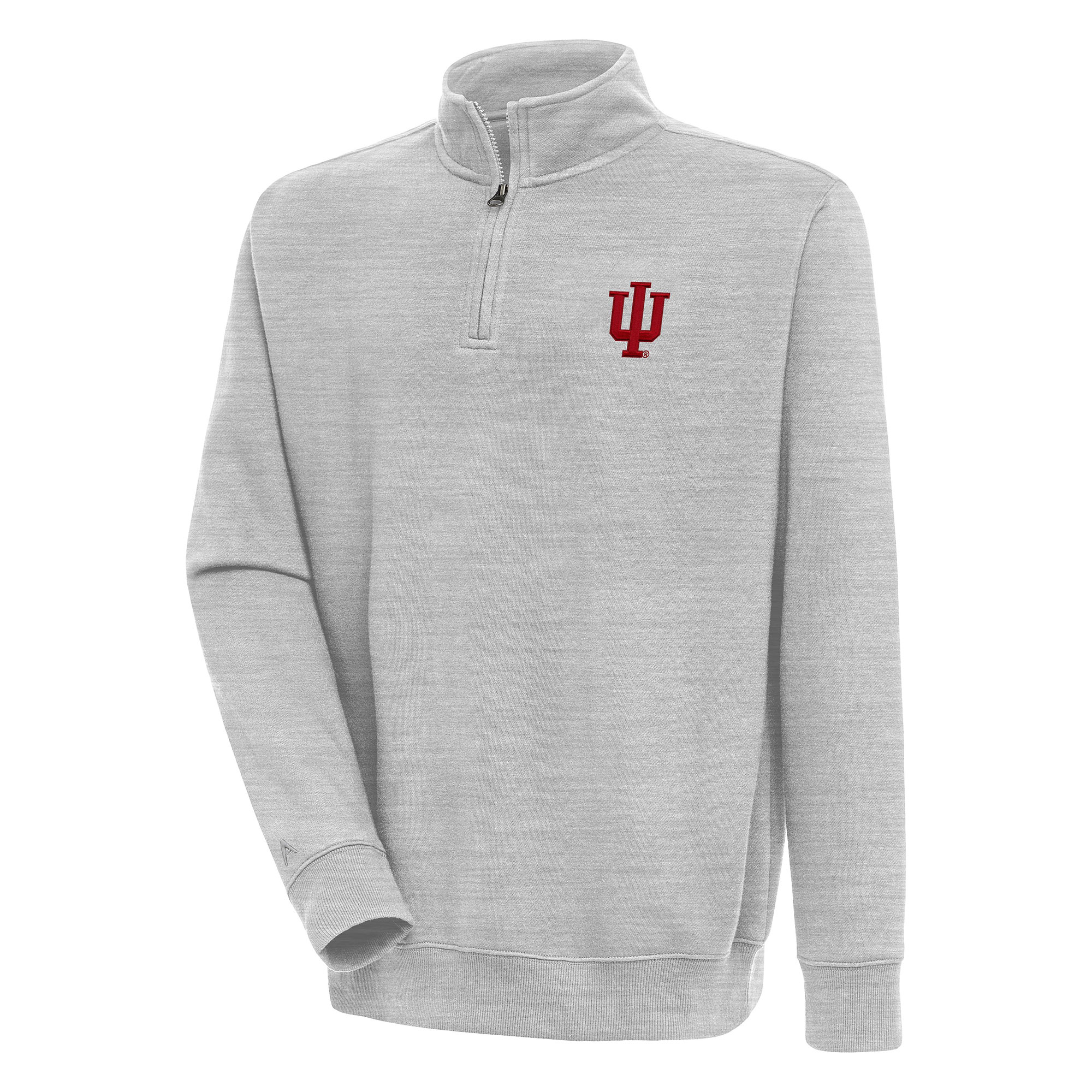 Men's Antigua Heather Gray Indiana Hoosiers Victory Quarter-Zip Pullover Top
