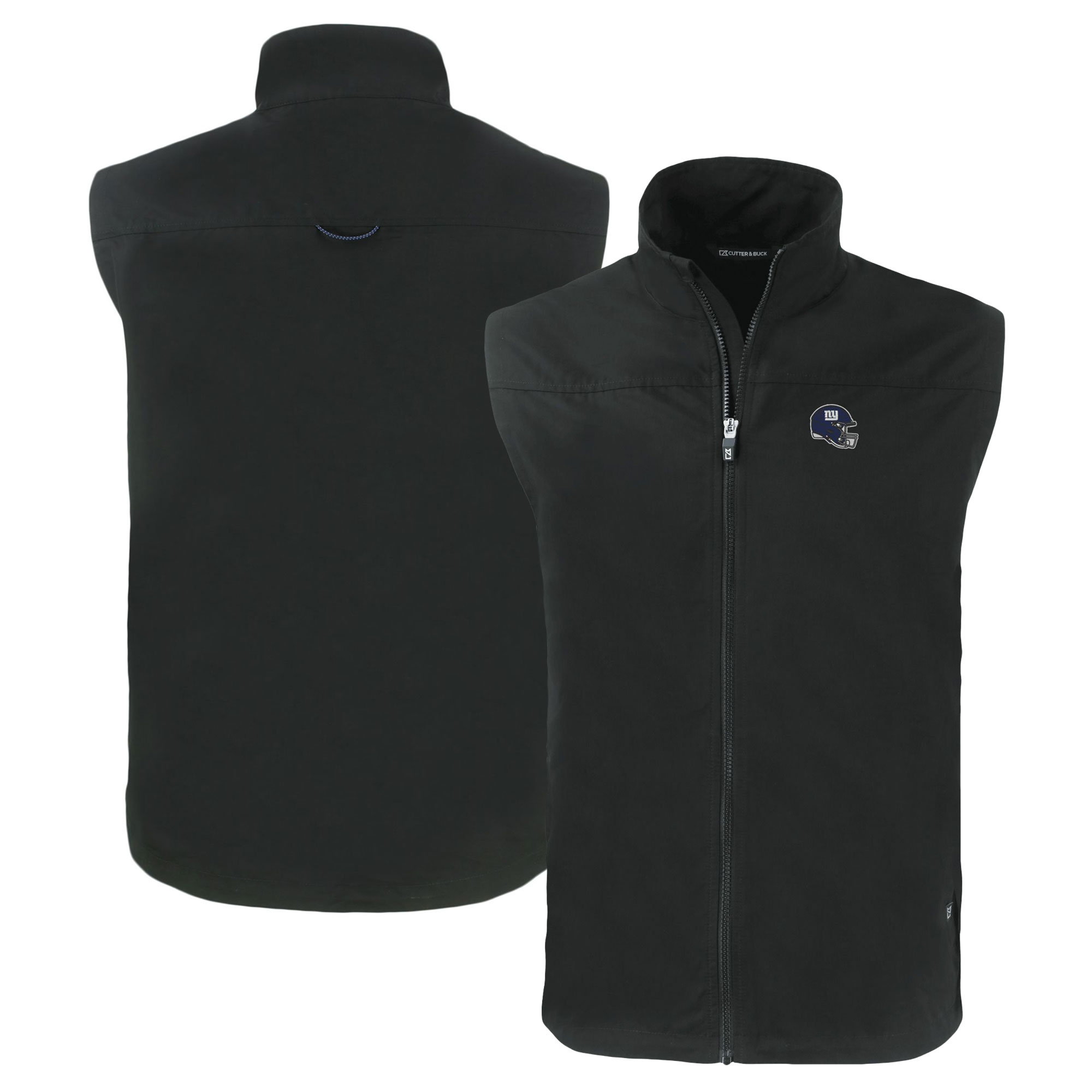 Men's Cutter & Buck Black New York Giants Helmet Charter Eco Recycled Full-Zip Vest