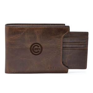 Fossil Brown Chicago Cubs Derrick Sliding 2-in-1 Wallet