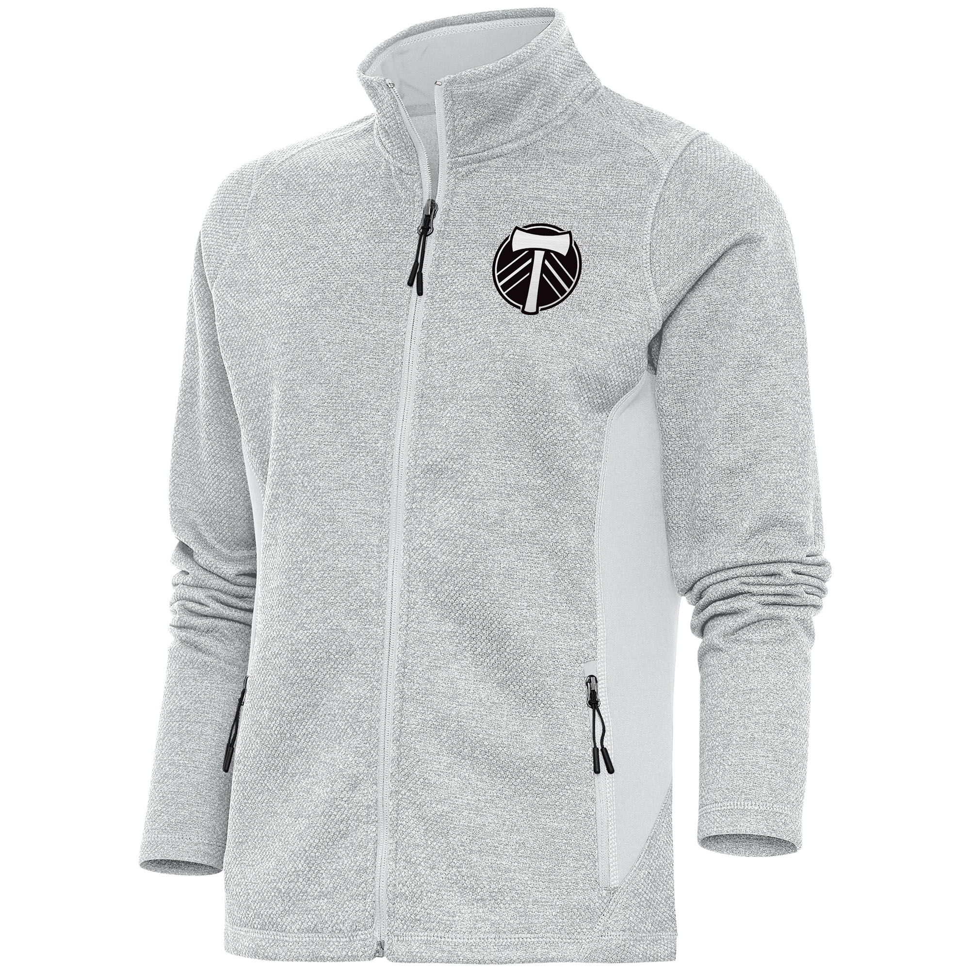 Women's Antigua Gray Portland Timbers Brushed Metallic Course Full-Zip Jacket
