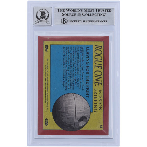 Lorne Peterson Star Wars Autographed 2016 Topps Rogue One #51 BGS Authenticated 10 Card with "Rebel Lookout" Inscription - Image 3