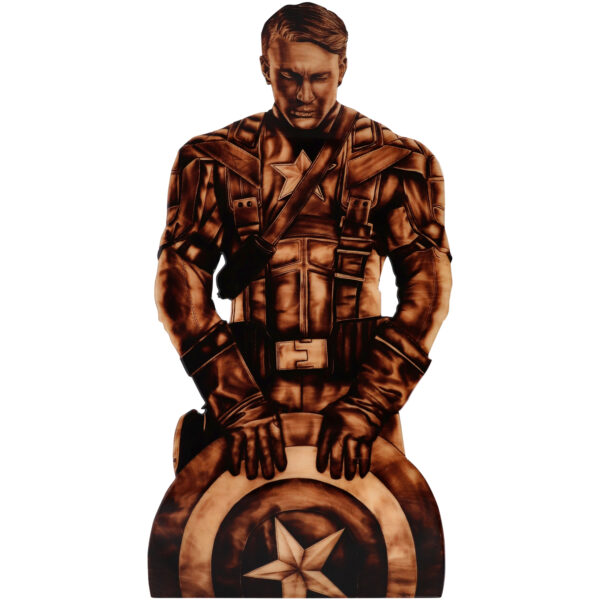 Chris Evans Captain America 45" x 23" Wood Burn - Art by Adam Mahr - #1 of a Limited Edition 1