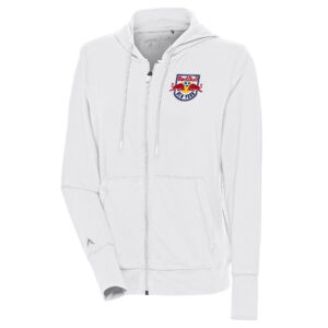 Women's Antigua  White New York Red Bulls Moving Full-Zip Hoodie Jacket