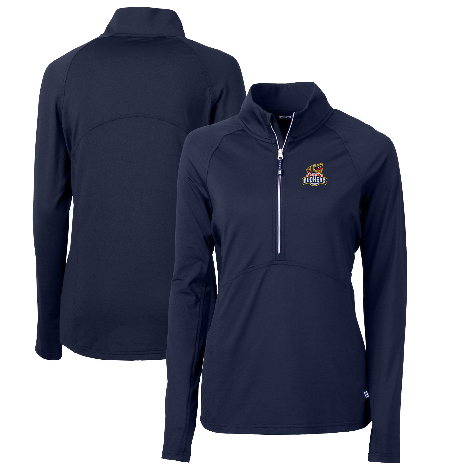 Women's Cutter & Buck Navy Toledo Mud Hens Adapt Eco Knit Stretch Recycled Half-Zip Top - Image 2