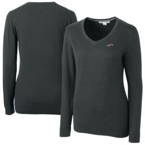 Women's Cutter & Buck  Heather Charcoal Rocket City Trash Pandas Lakemont Tri-Blend V-Neck Pullover Sweater