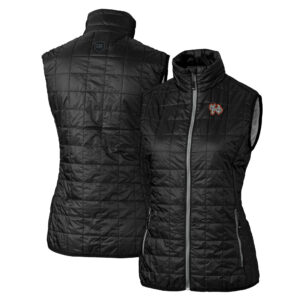 Women's Cutter & Buck Black Norfolk Tides Rainier PrimaLoft Eco Insulated Full-Zip Puffer Vest