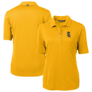 Women's Cutter & Buck Gold Salt Lake Bees Virtue DryTec Eco Pique Recycled Polo
