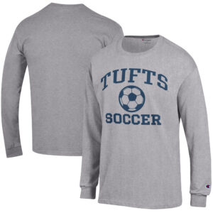 Men's Champion Heather Gray Tufts University Jumbos Soccer Icon Long Sleeve T-Shirt
