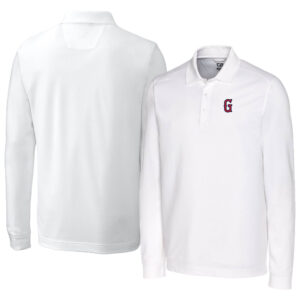 Men's Cutter & Buck White Greenville Drive DryTec Advantage Tri-Blend Pique Long Sleeve Polo