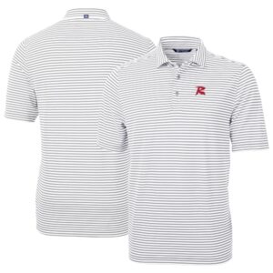 Men's Cutter & Buck Gray Richmond Flying Squirrels DryTec Virtue Eco Pique Stripe Recycled Polo