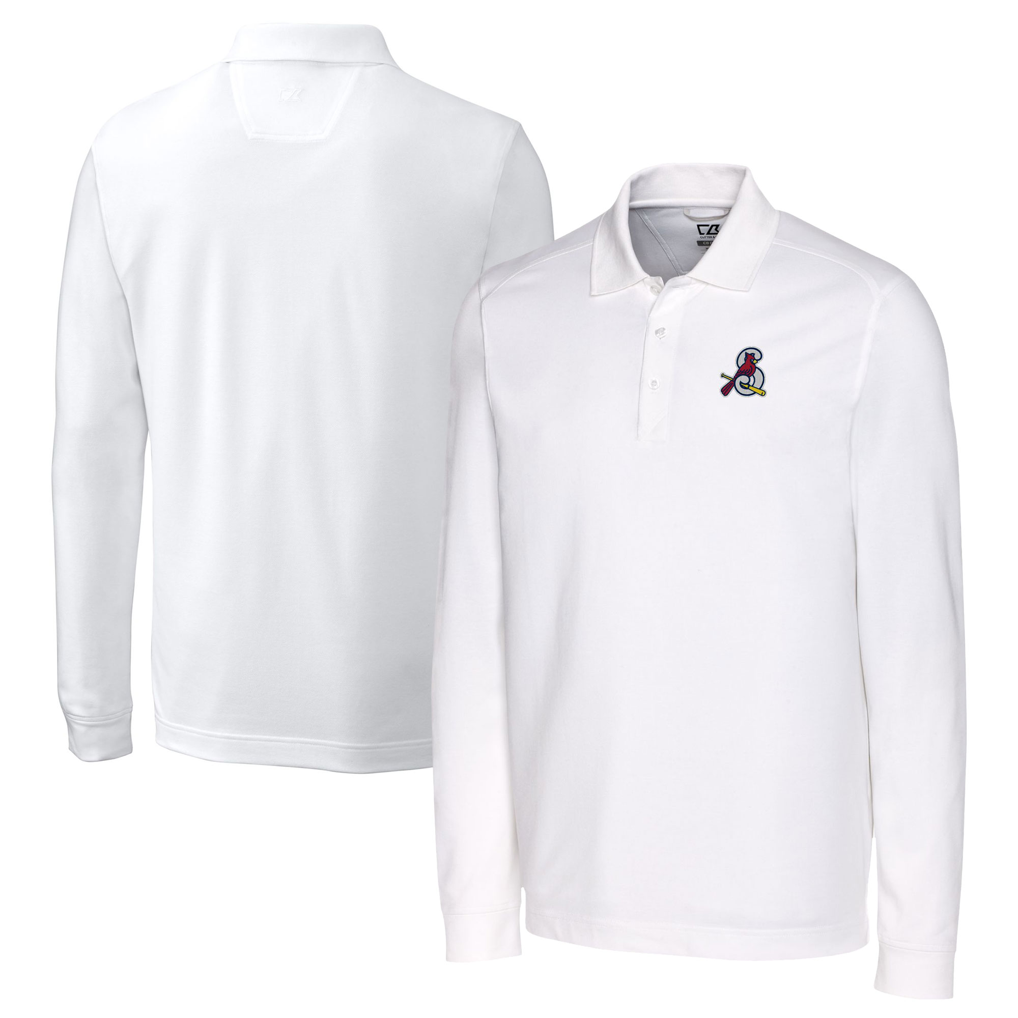 Men's Cutter & Buck White Springfield Cardinals Advantage Tri-Blend Pique Big & Tall Long Sleeve Polo