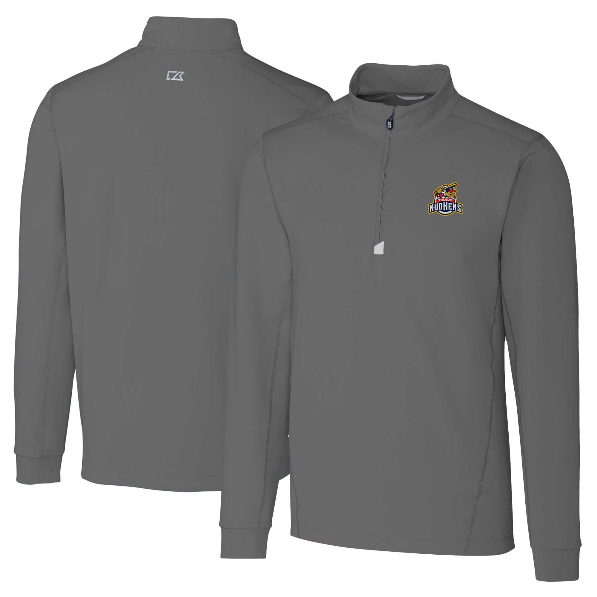 Men's Cutter & Buck Gray Toledo Mud Hens Big & Tall Traverse Stretch Quarter-Zip Top